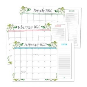 Greenery 2020 Large Monthly Desk or Wall Calendar Planner, Big Giant Planning Blotter Pad, 18 Month Academic Desktop, Hanging 2-Year Date Notepad Teacher, Mom Family Home Business Office 11×17″